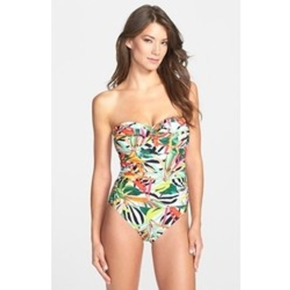 La Blanca Tropical Zebra Print Bandeau One Piece Swimsuit Multicolor LB4KX20 10